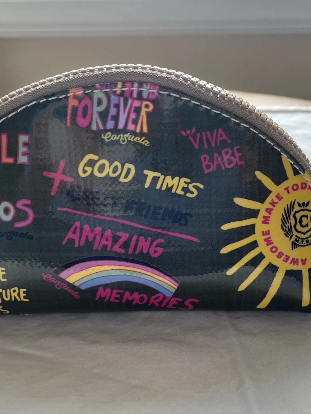 Consuela Medium Domed Olive Graffiti Make Up Bag
